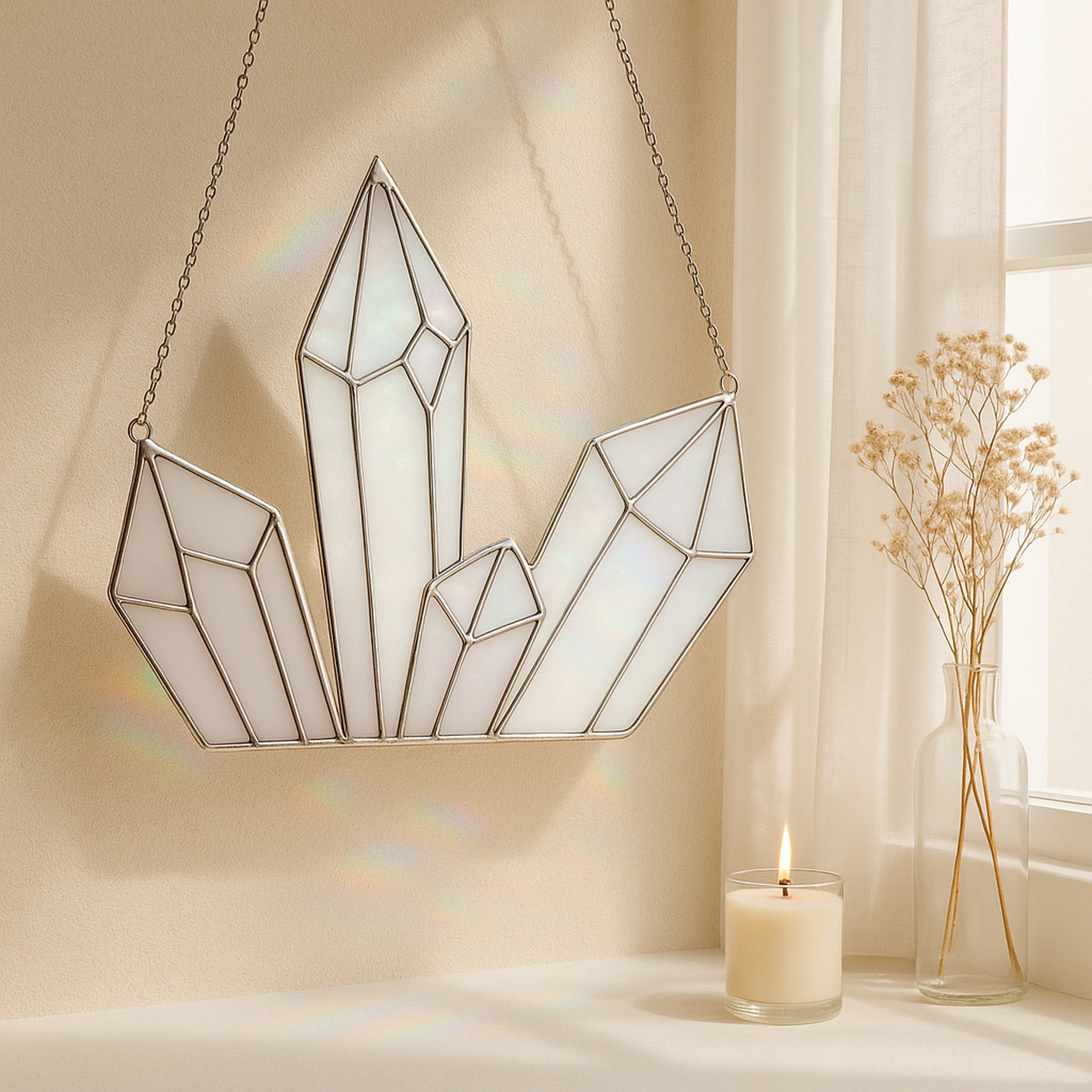 Crystal Stained Glass Suncatcher for Boho Window Hanging Q02
