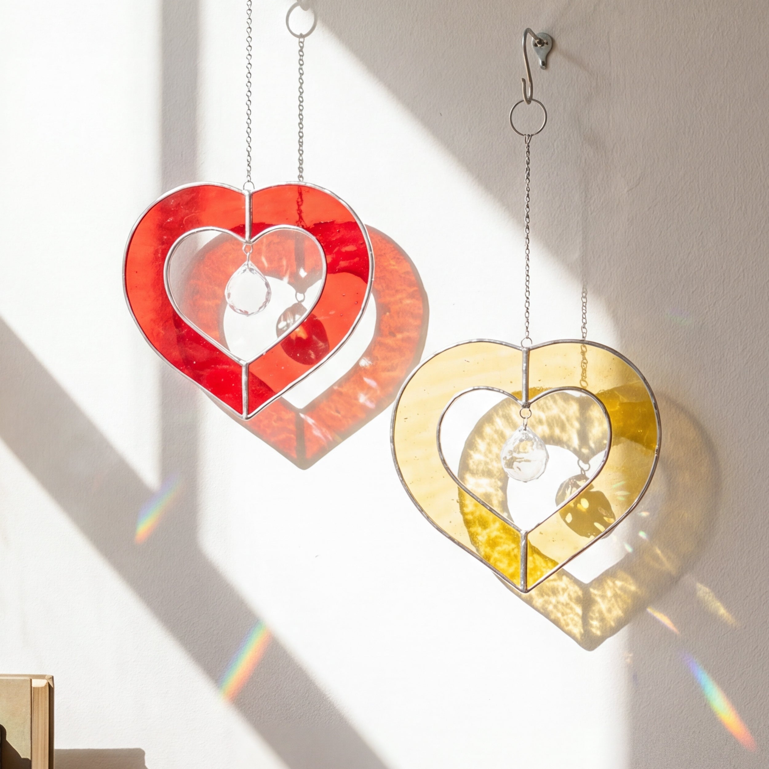 Heart Shaped Stained Glass Suncatcher Decor for Couples Q27
