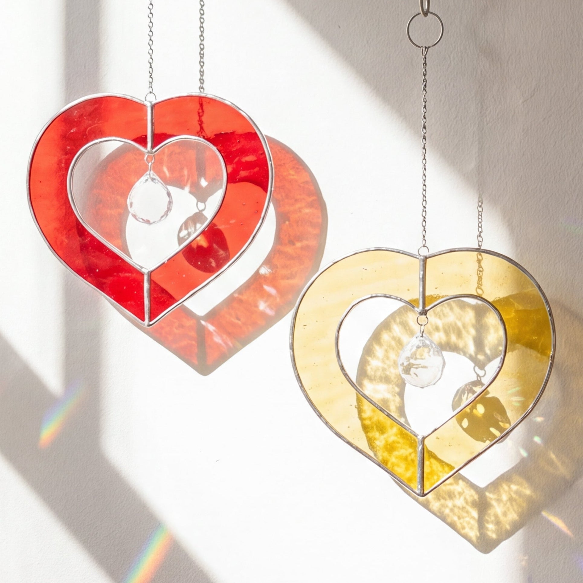Heart Shaped Stained Glass Suncatcher Decor and Romance Q27