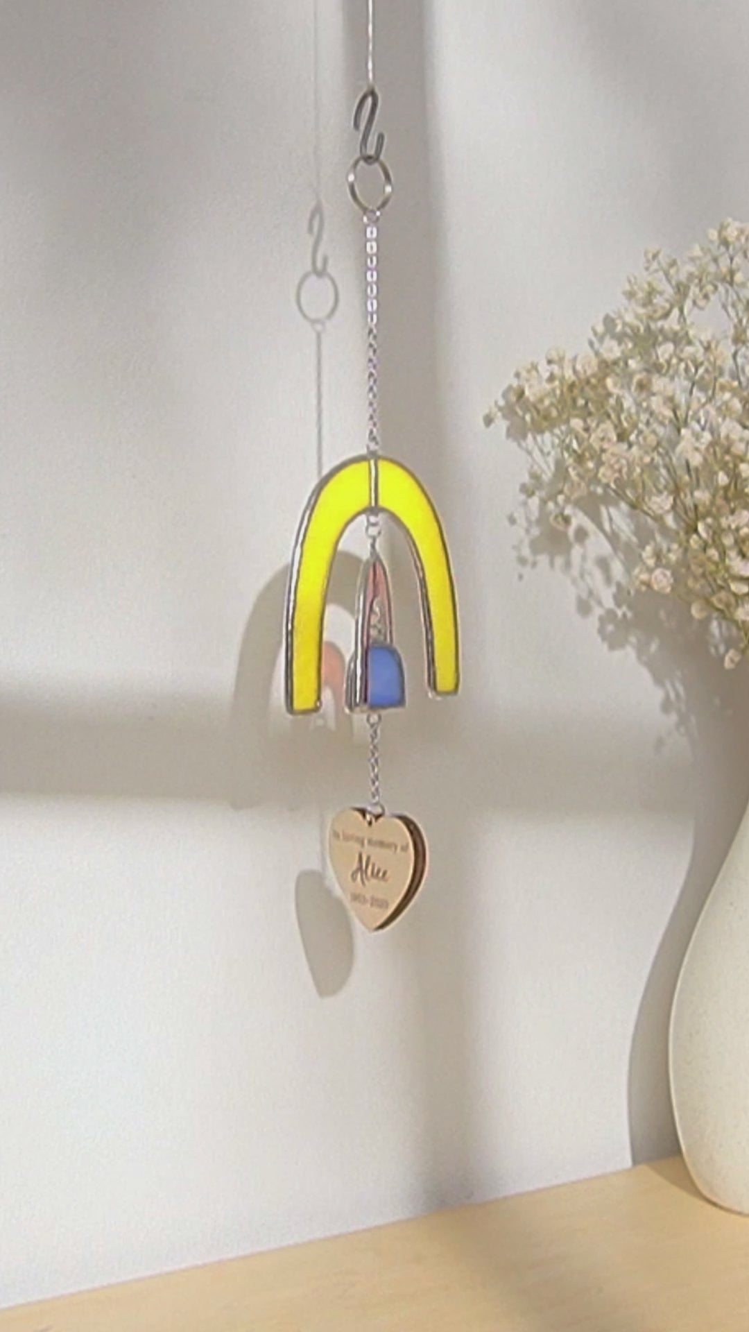 Stained Glass Pet Memorial Rainbow Suncatcher for Window Decor Q12