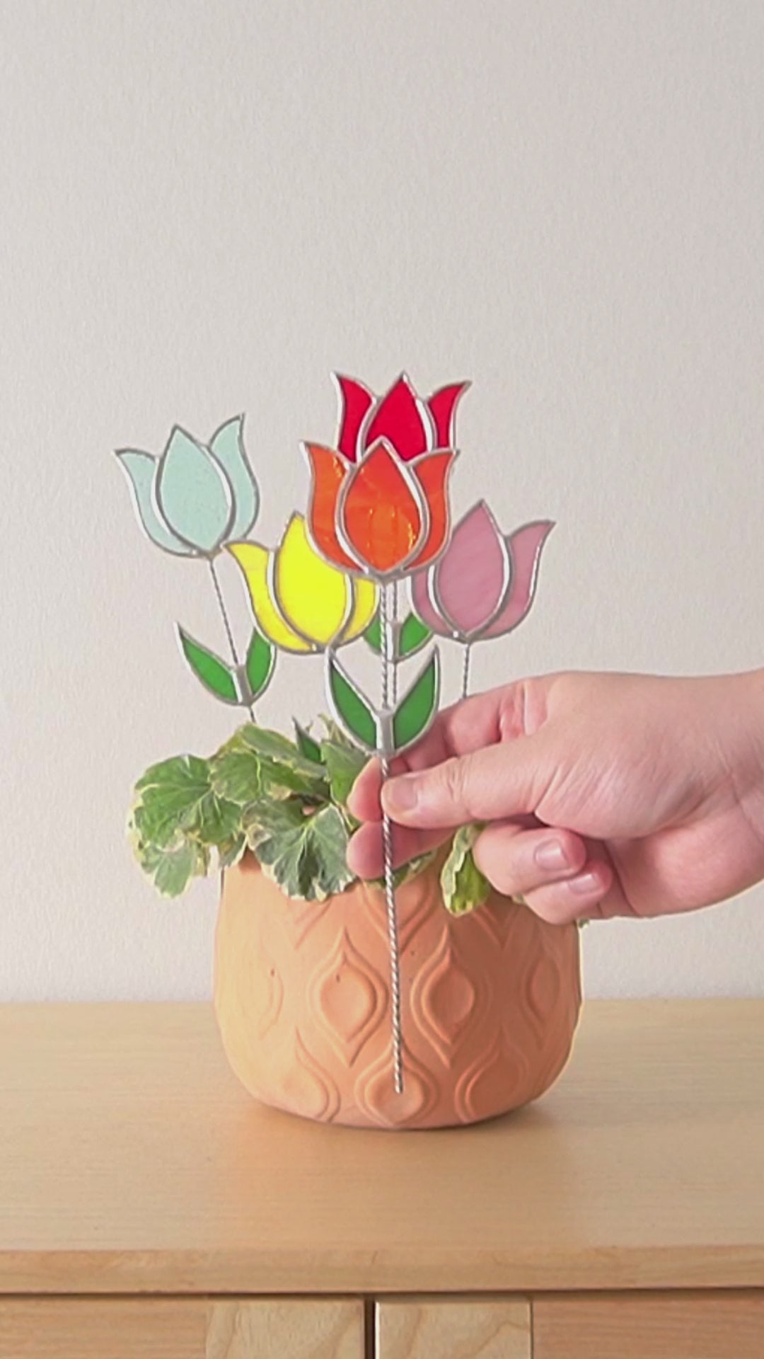 Stained Glass Flower Plant Stakes and Coastal Plant Decor Q08