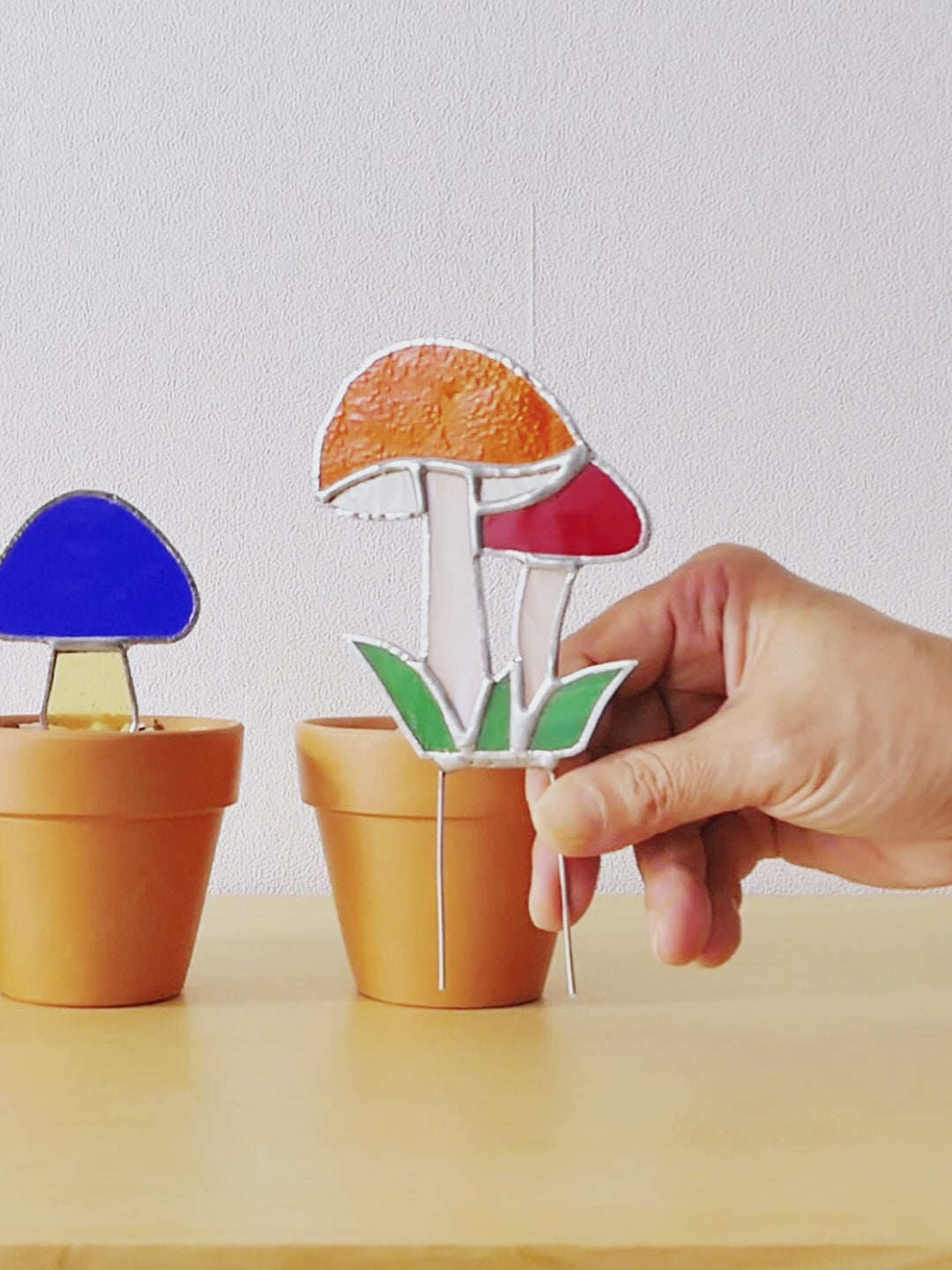 Stained Glass Mushroom Plant Stakes glass for Stained Glass Garden F49