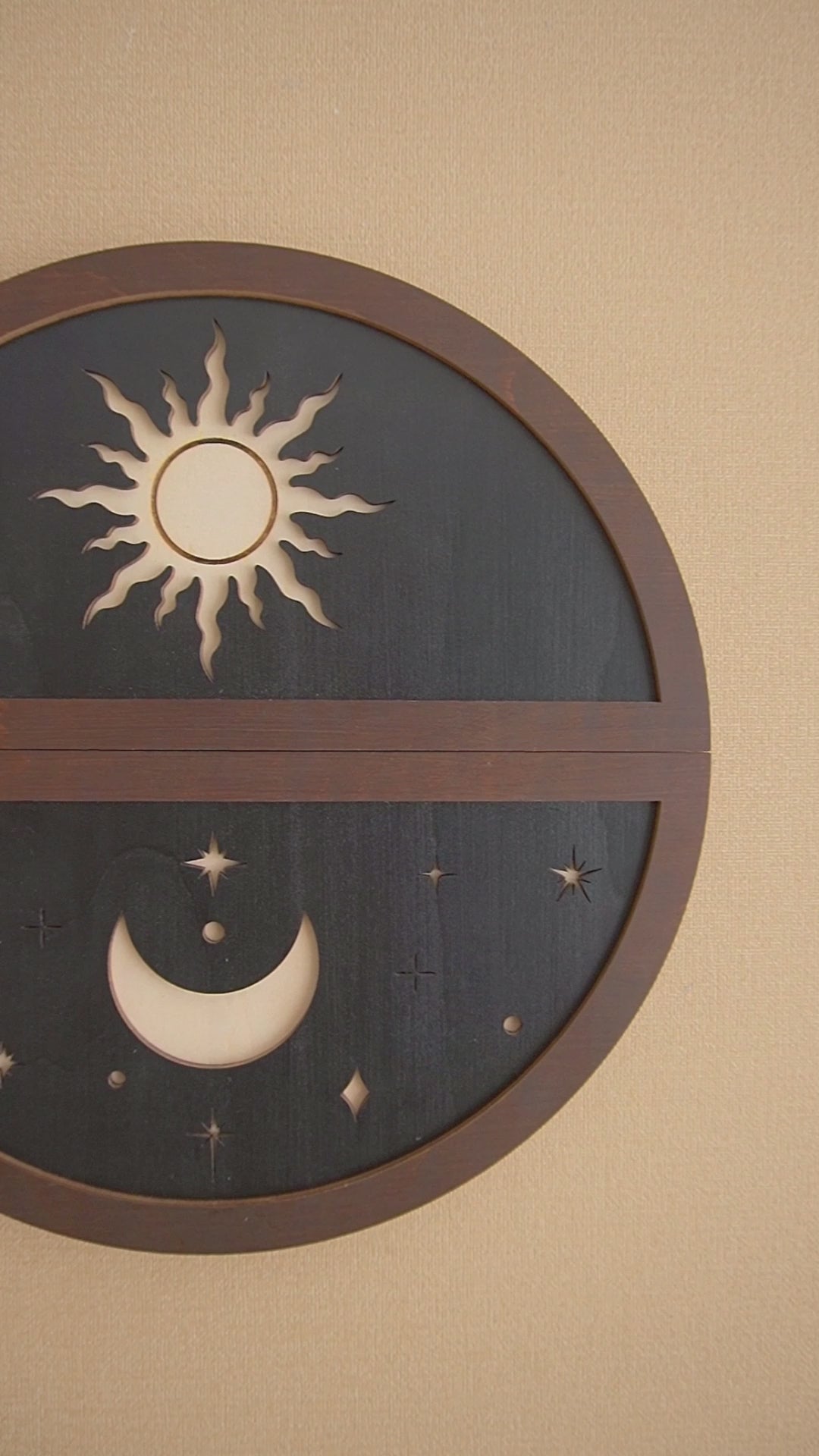 Wooden Sun Moon Wall Art for Celestial wall art, decor Y57