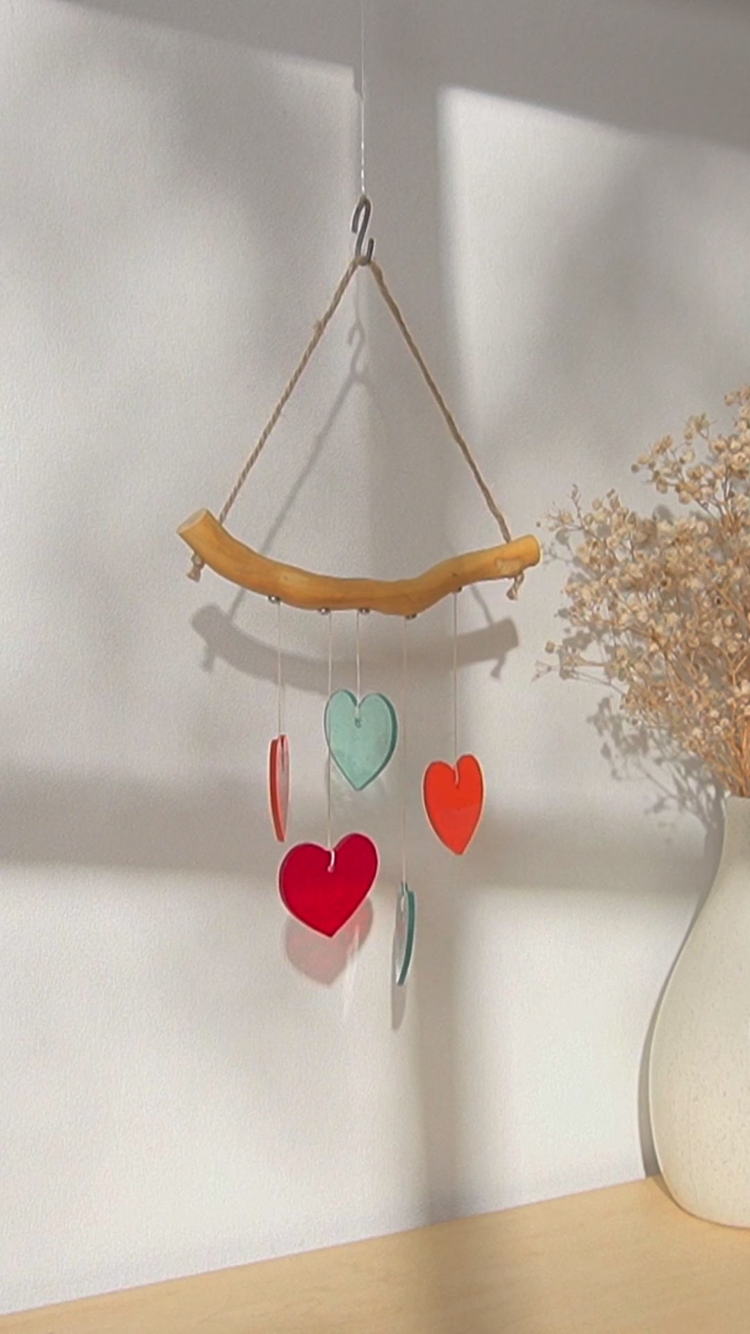 Heart Stained Glass Suncatcher Glass for Home Decoration Q09