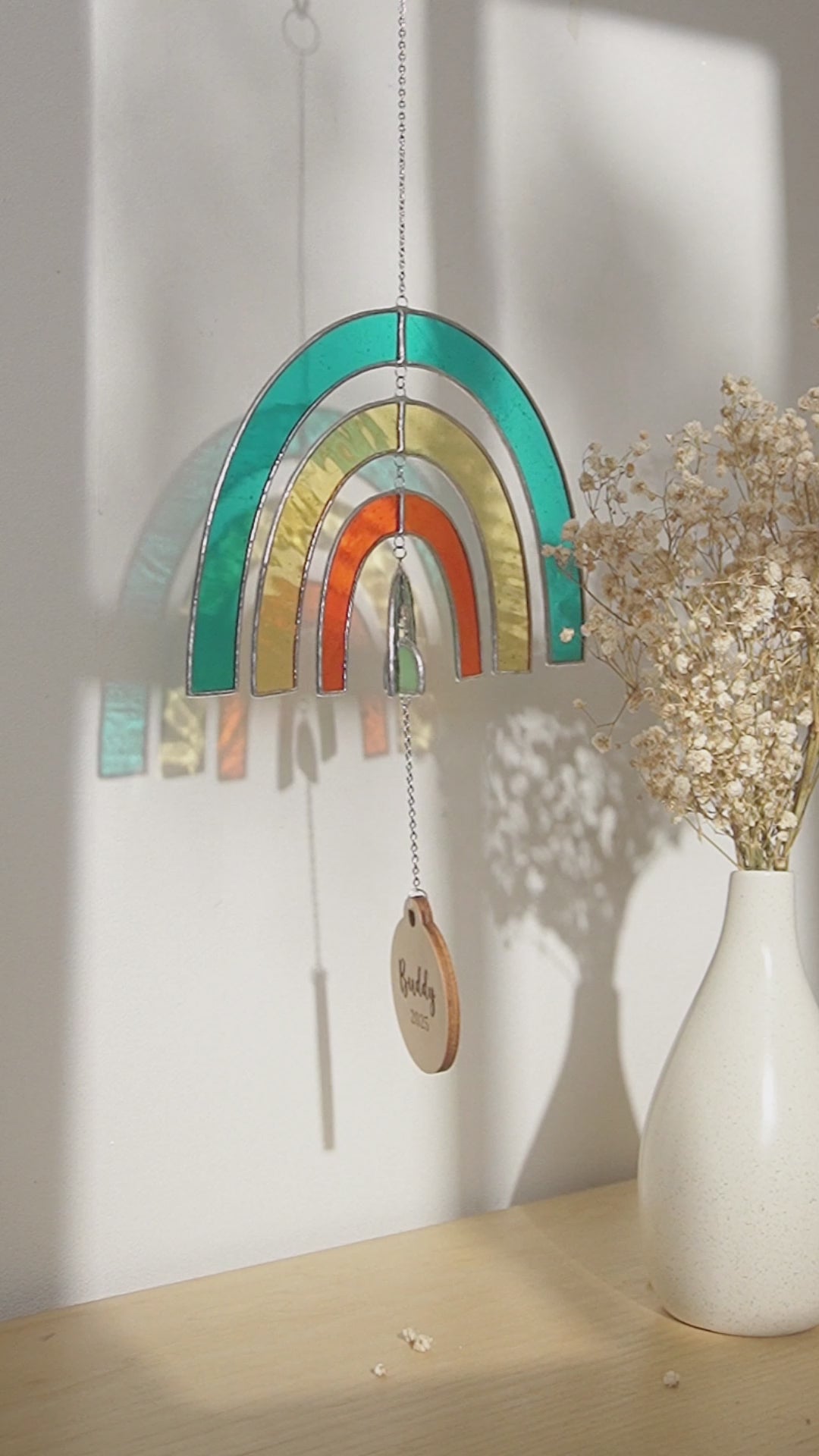 Stained Glass Pet Memorial Rainbow Suncatcher for Window Decor Q13