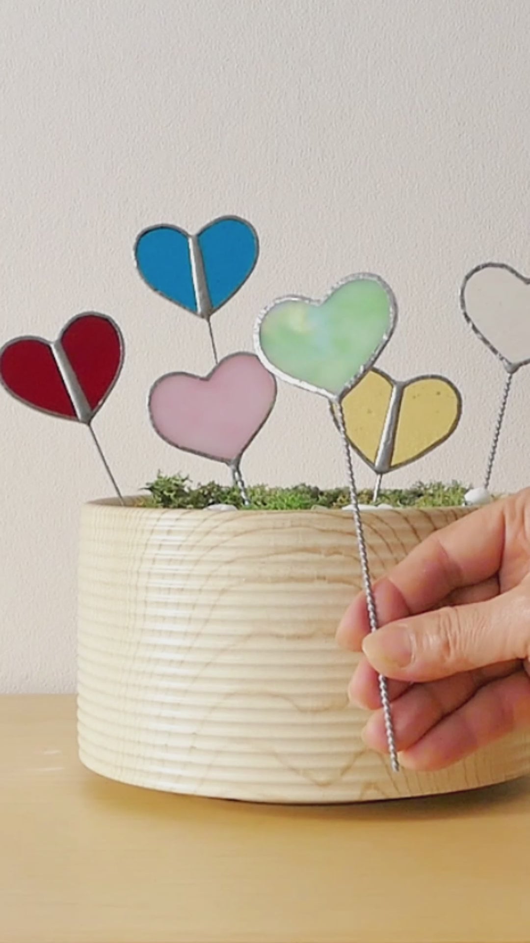 Stained Glass Heart Plant Stakes Decor and Garden Decor F44
