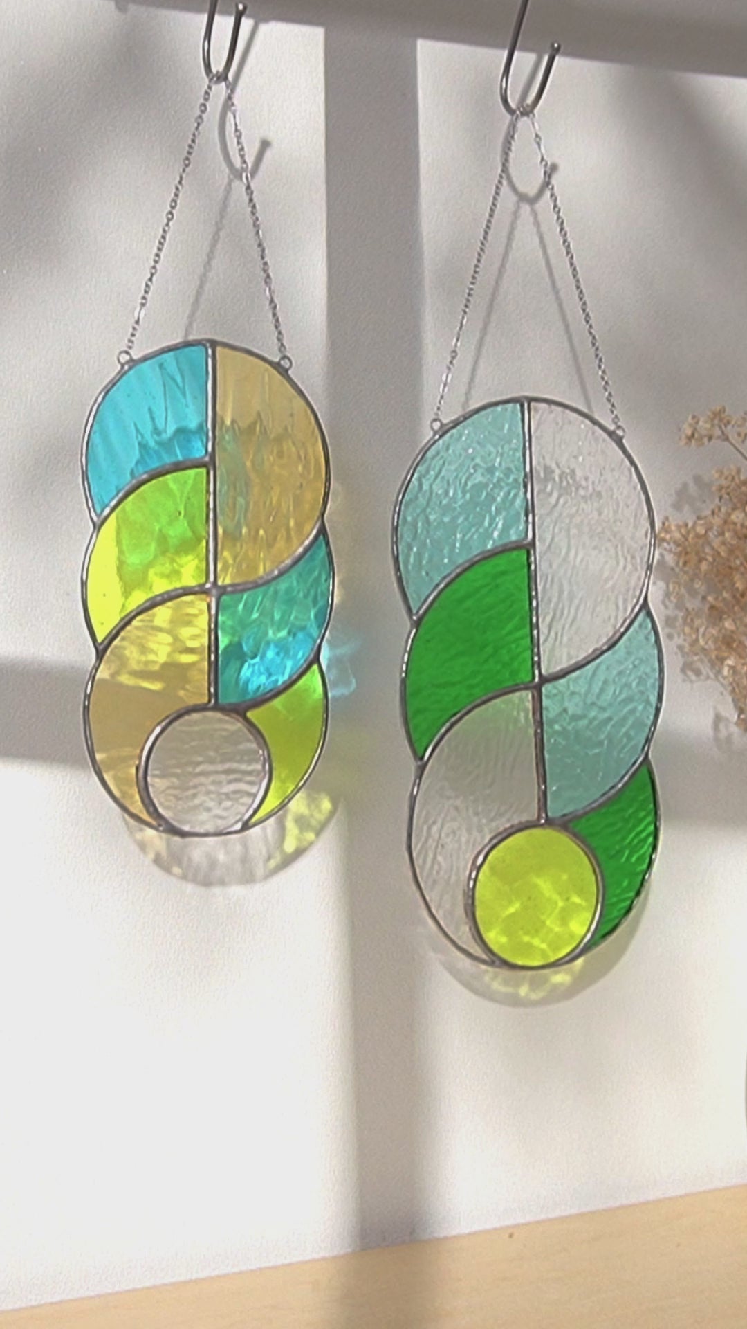 Stained Glass Abstract Suncatcher for Rustic Wall Decoration F84