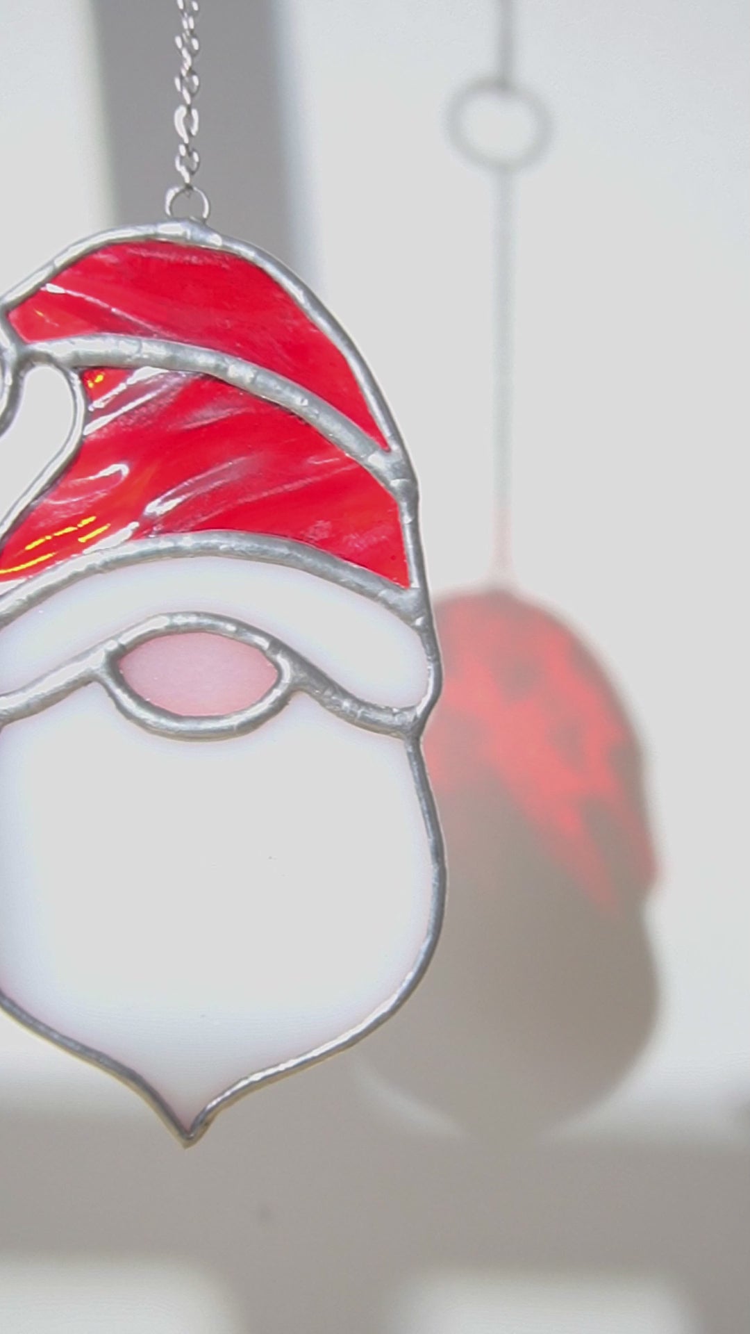 Stained Glass Santa Ornament, Christmas decorations for art F87