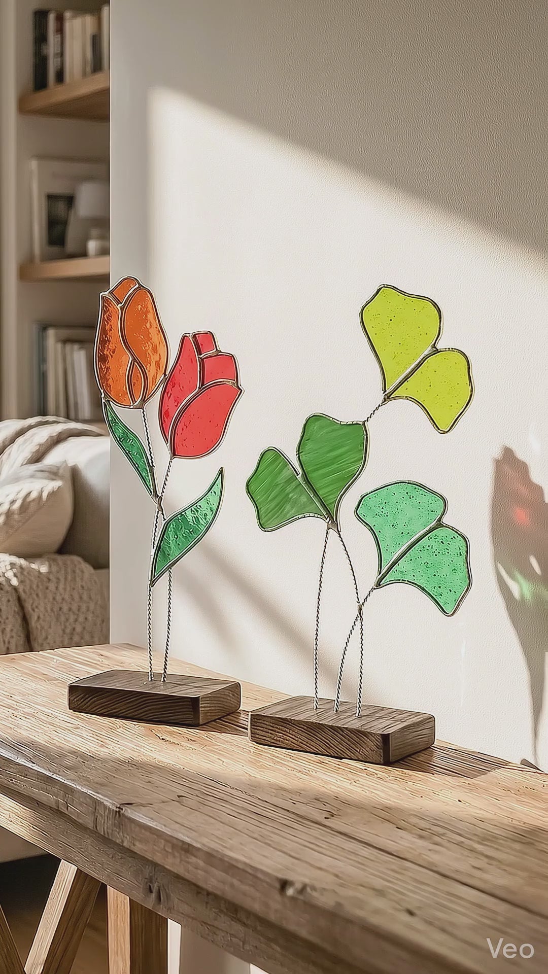 Stained Glass Flower Table Decor for Tabletop decor Q29