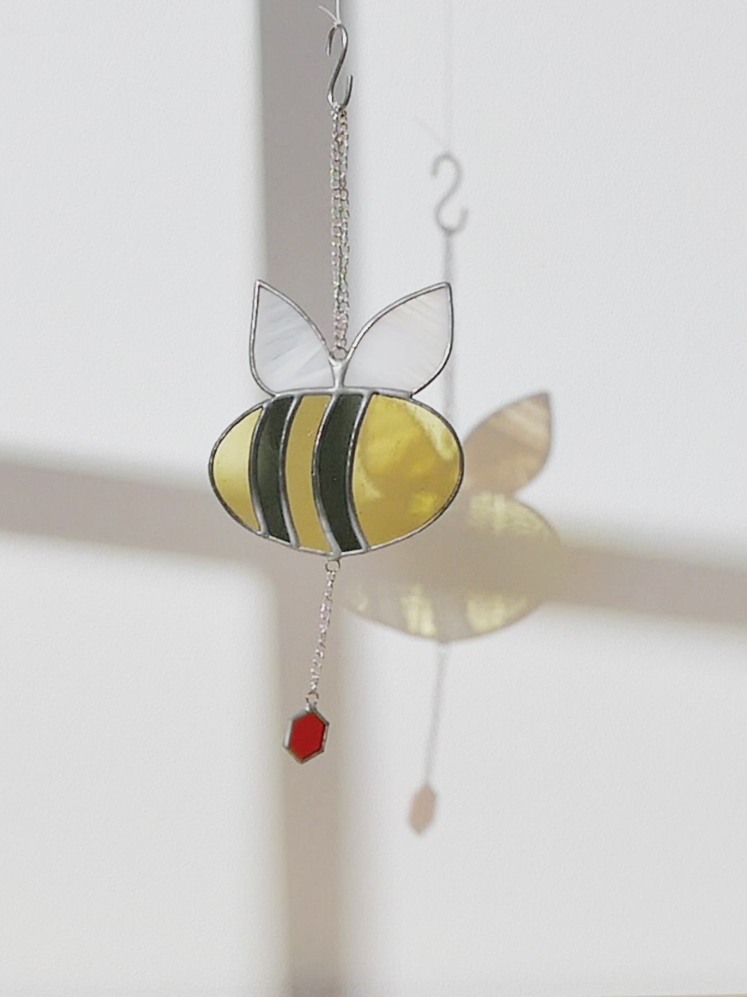 Bee Stained Glass Suncatcher, Glass wall decor F07