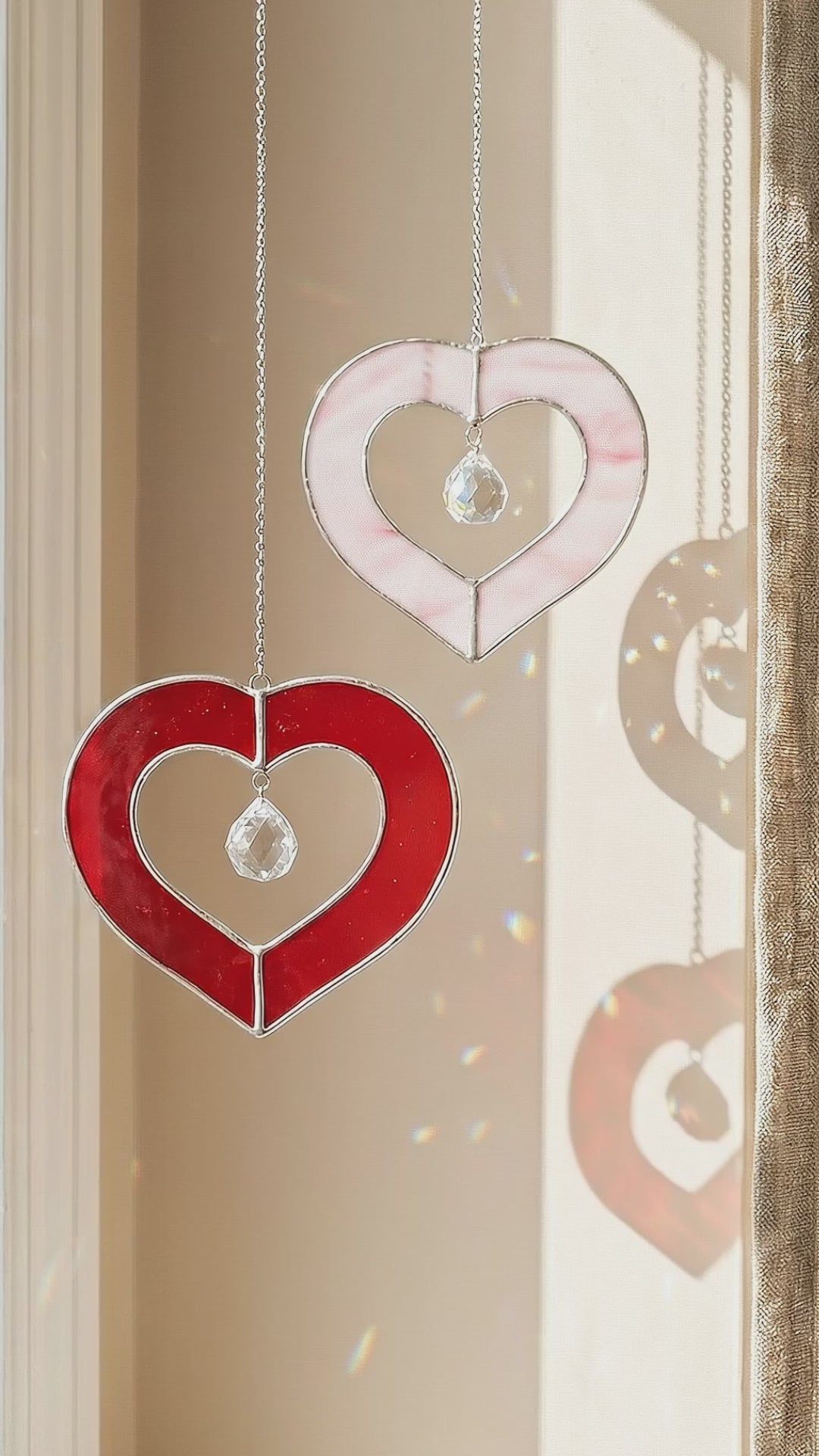 Heart Shaped Stained Glass Suncatcher Decor for Couples Q27