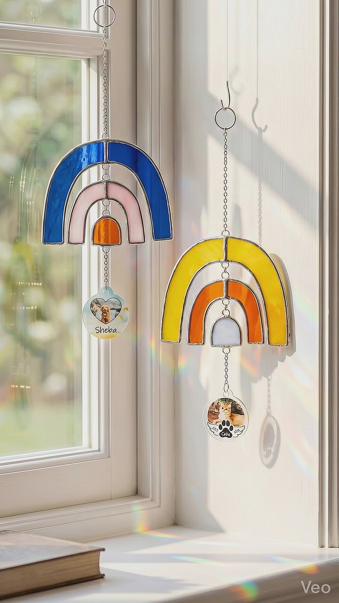 Personalized Rainbow Pet Memorial Stained Glass Suncatcher for Rainbow Bridge Gift Q30