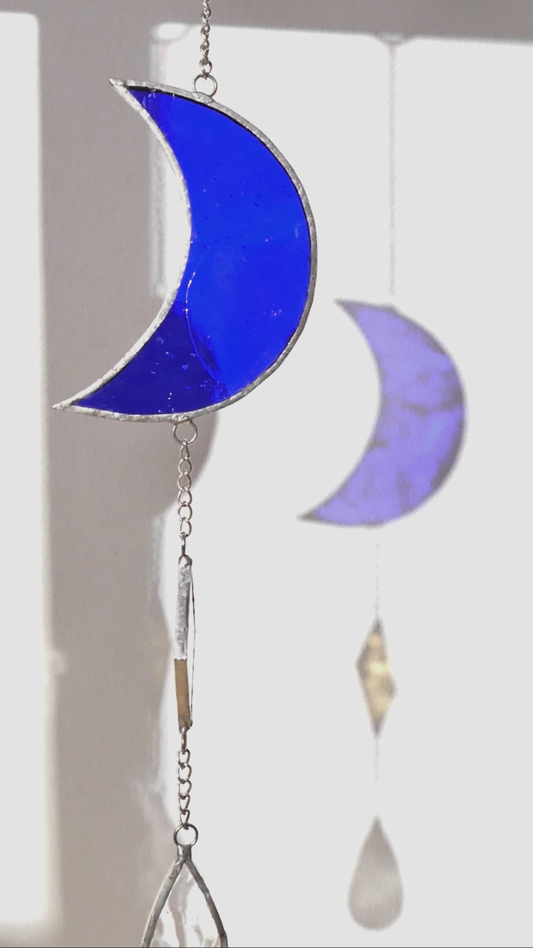 Moon Stained Glass Suncatcher, Stained glass window and art F38