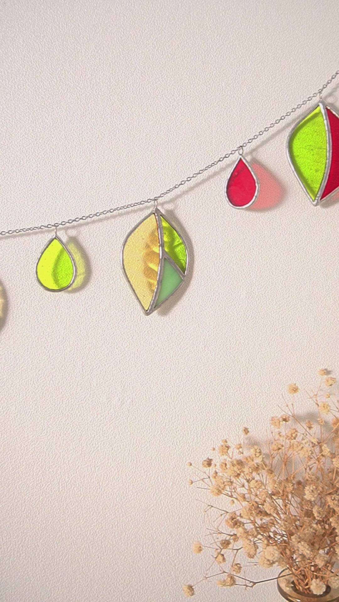 Leaf Stained Glass Garland Glass for Art Glass Wall Art Q04
