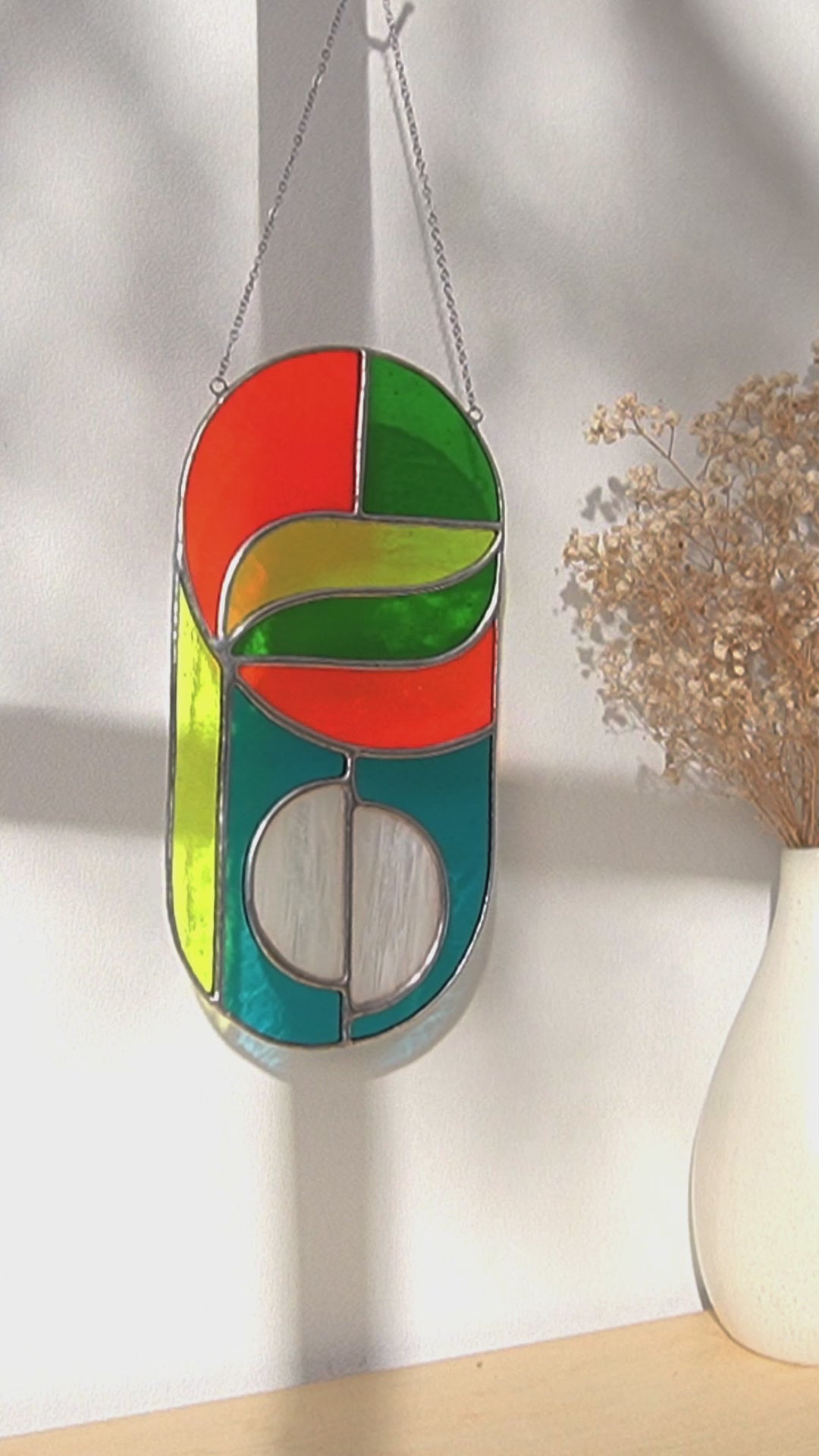 Stained Glass Abstract Suncatcher Glass for Garden Stakes F83