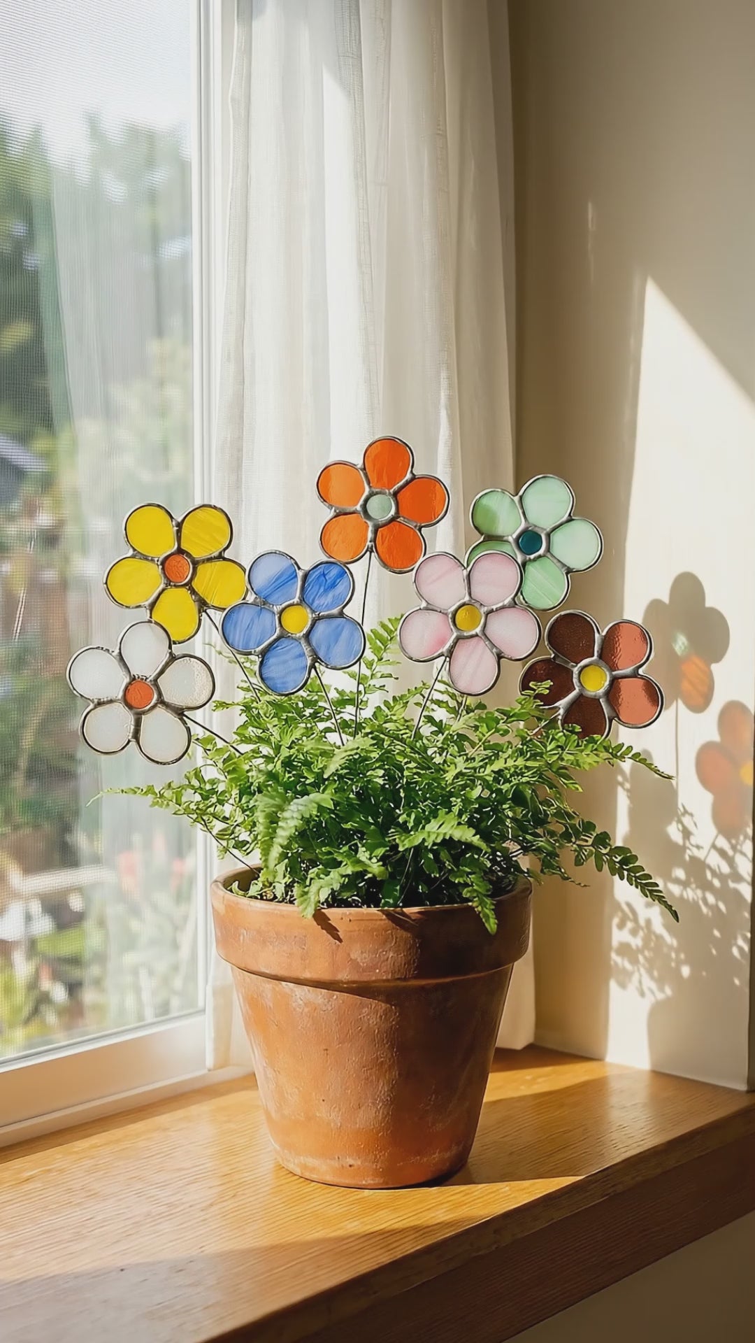 Stained Glass Flower Plant Stakes glass for Plant Stakes F39