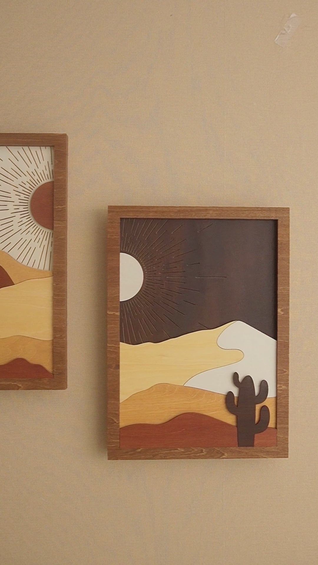 Desert Cactus Wood Art for Large Wood Wall Decor, Art Wooden R07