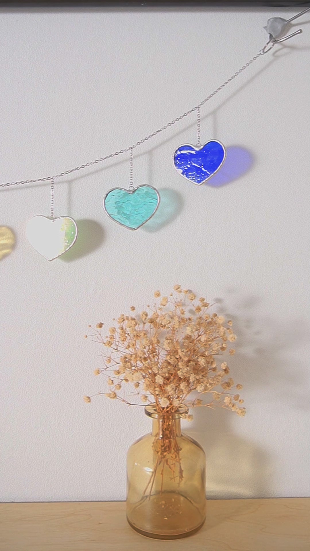 Rainbow Heart Glass Garland Glass for Stained Glass Garland F96