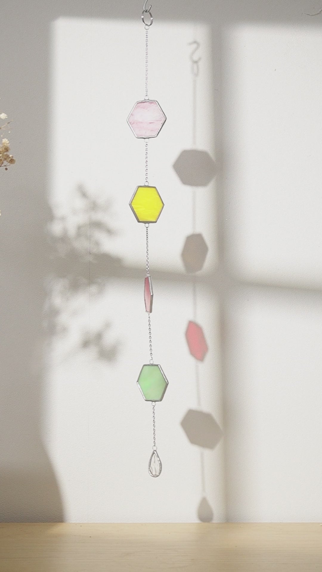 Stained Glass Garland Suncatcher, Wall art decor and glass Q22