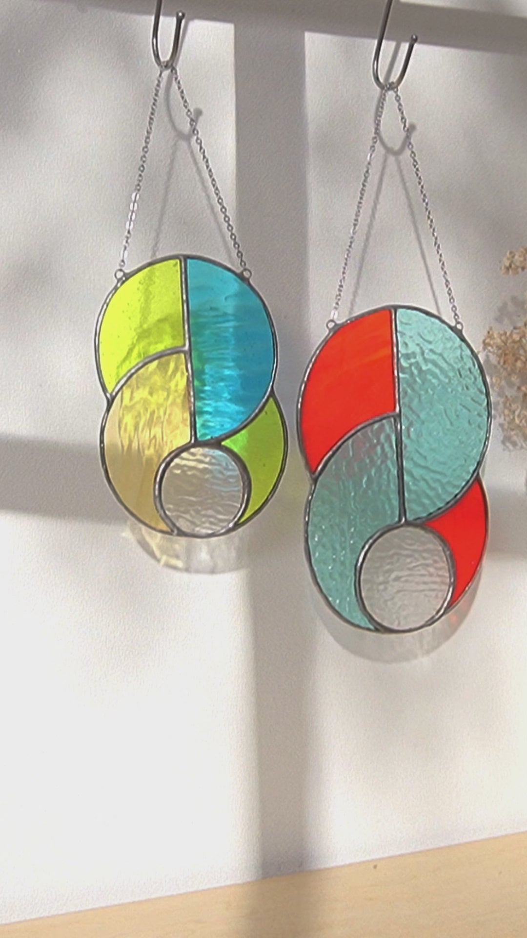 Stained Glass Abstract Suncatcher for Boho Home Decor F85