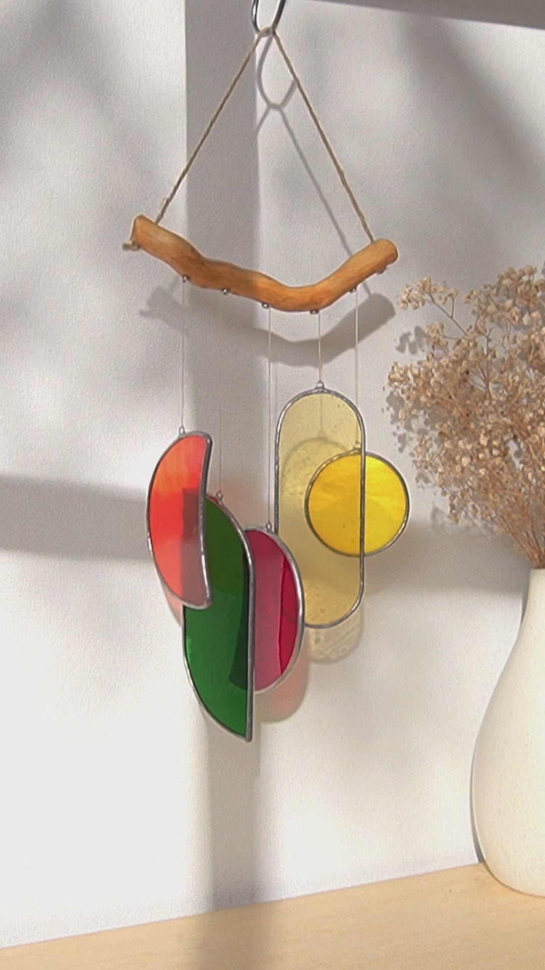 Stained Glass Wind Chime Decor, Boho style home and art F88