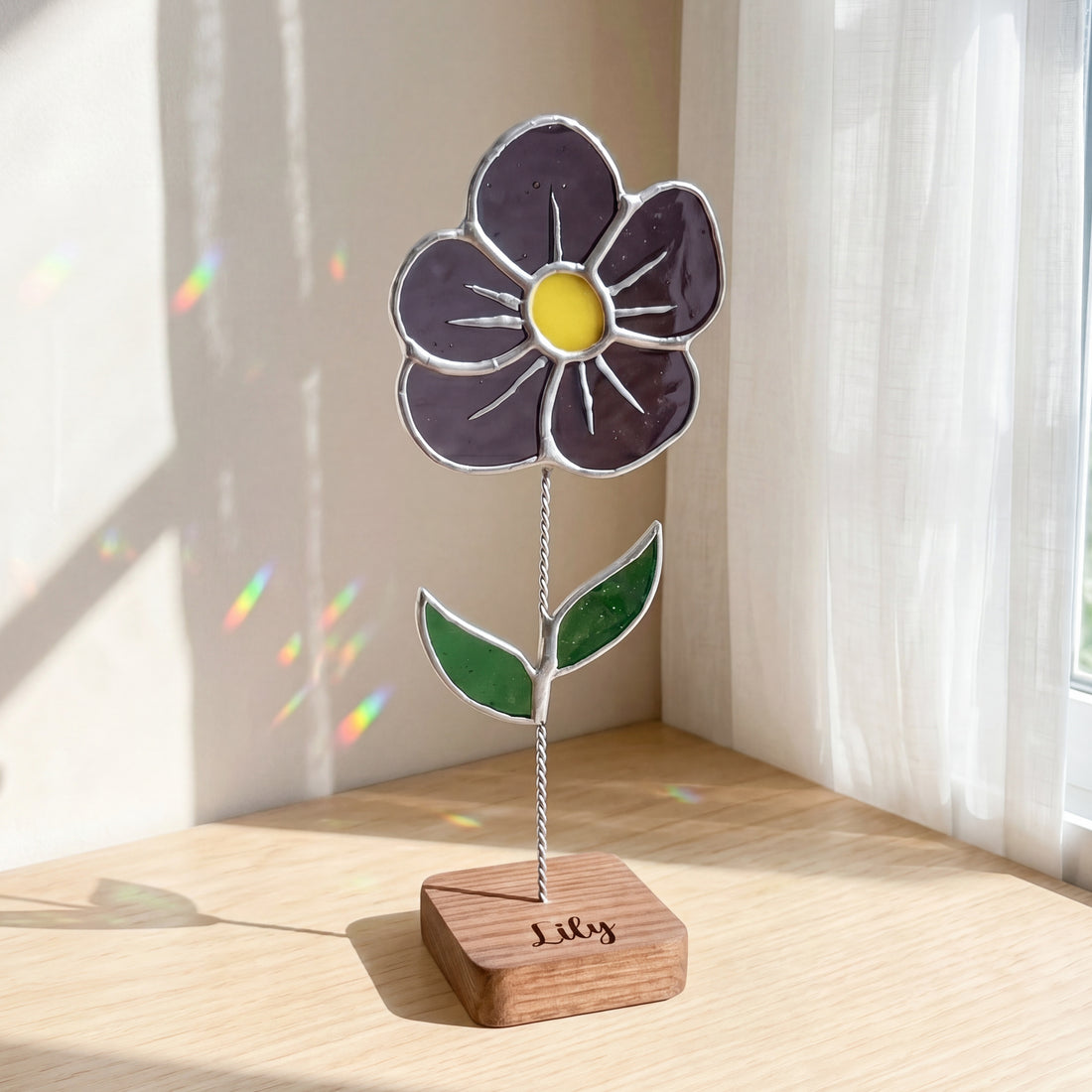 Stained Glass Flower Table Decor handcrafted for Gifts for Her Q31