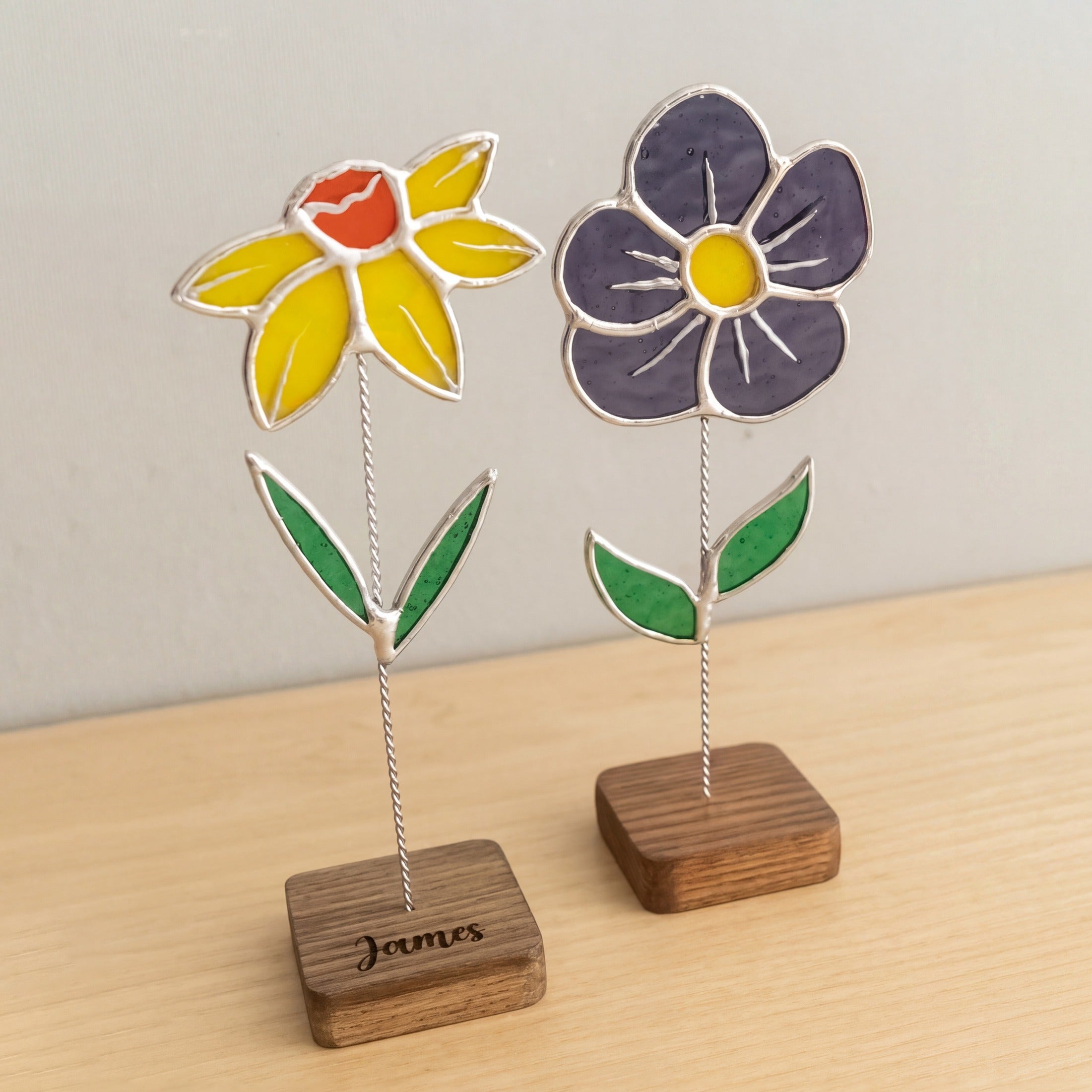 Stained Glass Flower Table Decor glass for Home Ornaments Q31